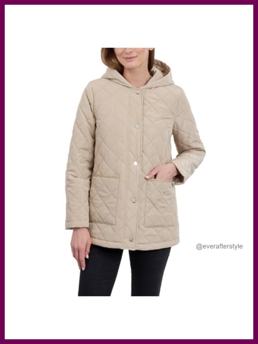 Quilted Lightweight Jacket Snap Front Water Resistant Hooded Coat